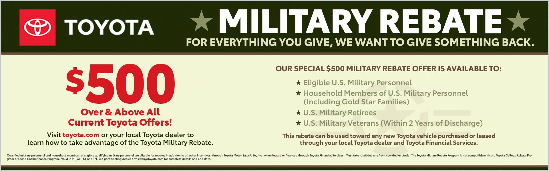 $500 Military Rebate Offer