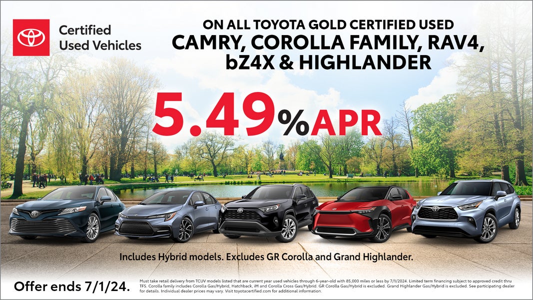 5.49% APR on Toyota Gold Certified Cars